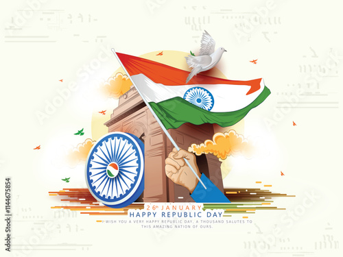 vector sketch poster of  indian monuments for india republic Day (26 January).
