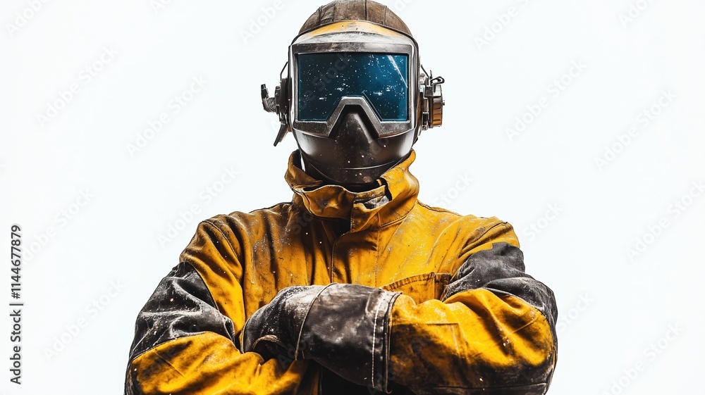 Naklejka premium Industrial Workers Depictions of workers in industrial settings, especially those working with welding equipment.