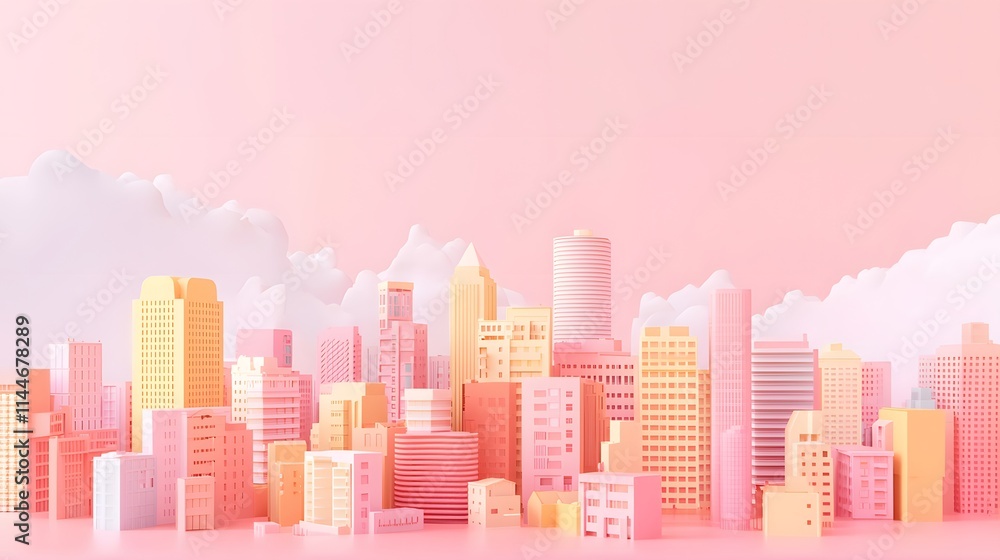 Pastel Cityscape Dreamlike Architectural Render Pastel Cityscape Dreamlike Architectural Render