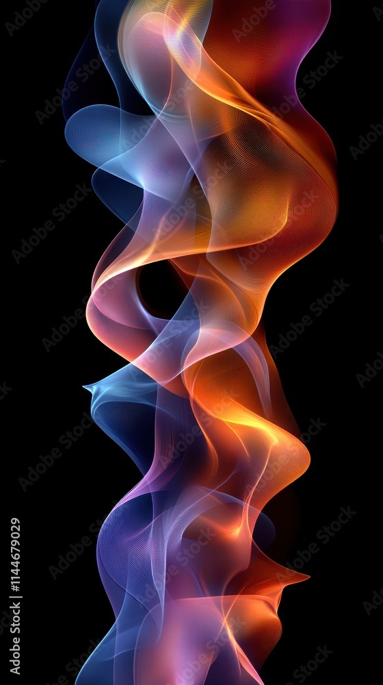 Obraz premium Colorful light effect swirling gracefully from the top against a dark background