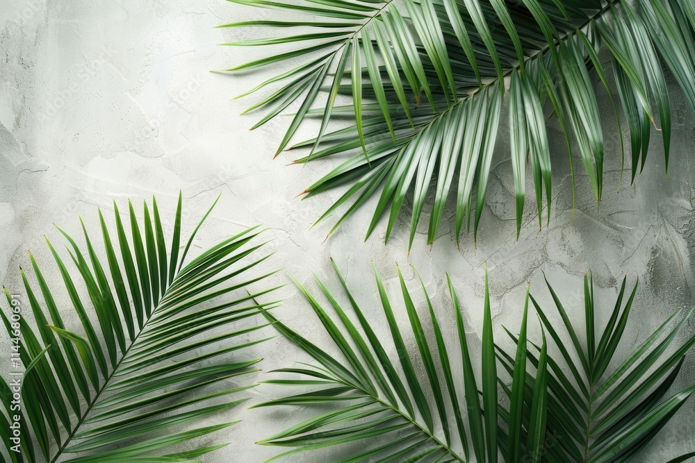 Fototapeta premium High quality top view image of tropical palm leaves