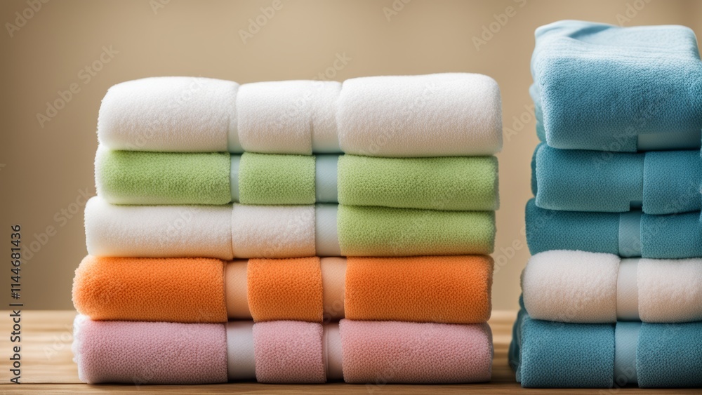 A stack of towels in the bathroom A stack of towels in the bathroom