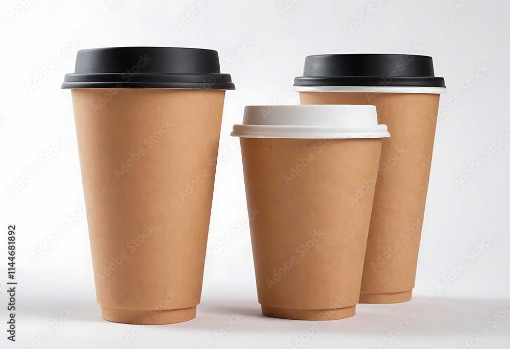 Close up paper take away cup mockup with coffee isolated on white background with clipping path.paper coffee cup, 2 Close up paper take away cup mockup with coffee isolated on white background with clipping path.paper coffee cup, 2