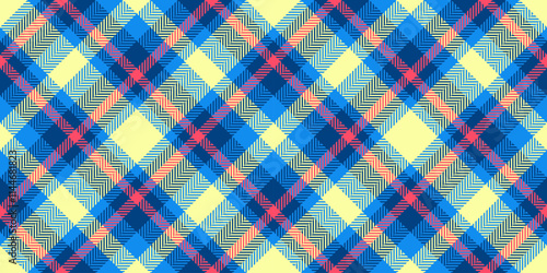 Hounds tooth plaid textile tartan, structure texture check fabric. Mosaic background seamless pattern vector in blue and bright colors.