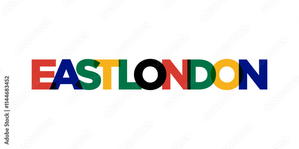 East London in the South Africa emblem. The design features a geometric style, vector illustration with bold typography in a modern font. The graphic slogan lettering. East London in the South Africa emblem. The design features a geometric style, vector illustration with bold typography in a modern font. The graphic slogan lettering.