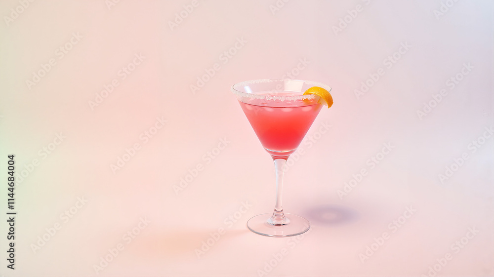 Cosmopolitan cocktail in a martini glass with a lemon twist Cosmopolitan cocktail in a martini glass with a lemon twist