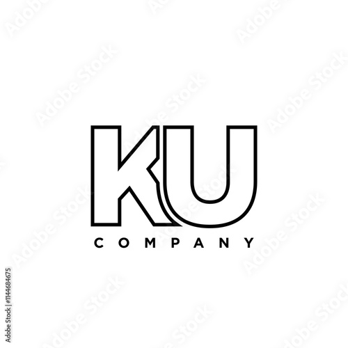 Letter K and U, KU logo design template. Minimal monogram initial based logotype.