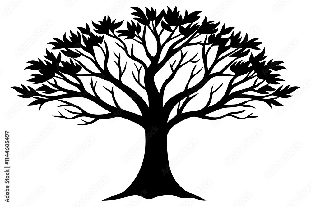 Obraz premium Tree with sprawling branches flat vector graphic