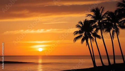 Fototapeta Naklejka Na Ścianę i Meble -  Beach tropical paradise white sand beach palm trees 4k background