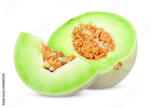 Quadro su tela Honeydew melon isolated on white with clipping path