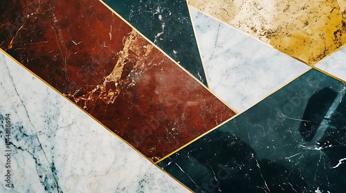 Close-up photo vividly shows geometric marble tile mockup. AI Generated