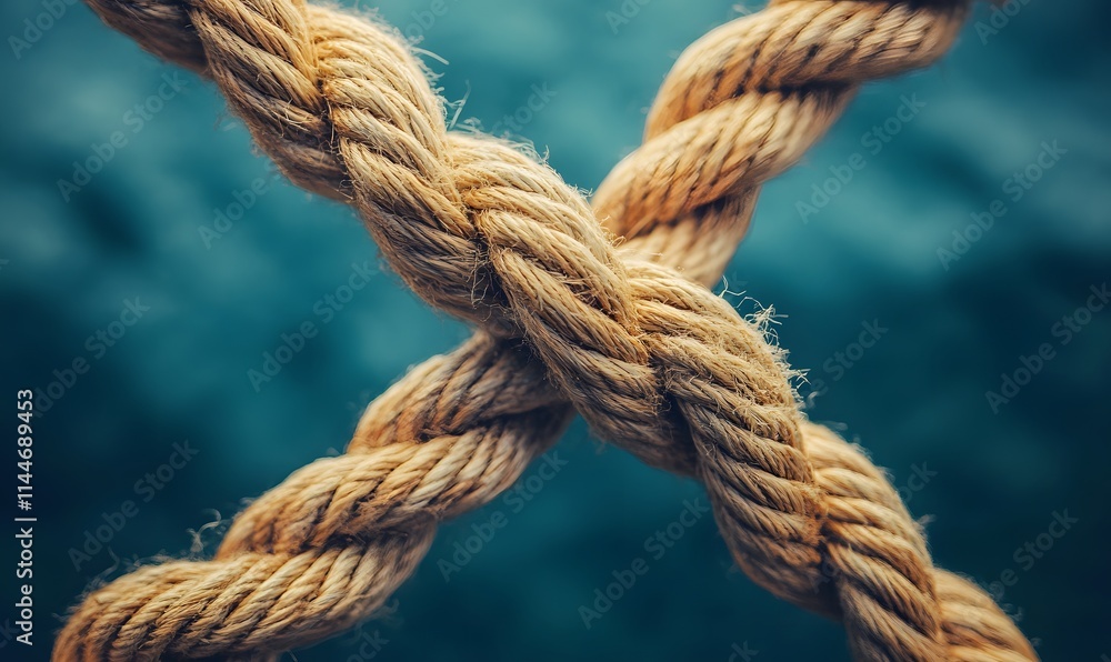 Rope Entangled in Teamwork, Ropes tangled together in a dynamic pattern Rope Entangled in Teamwork, Ropes tangled together in a dynamic pattern