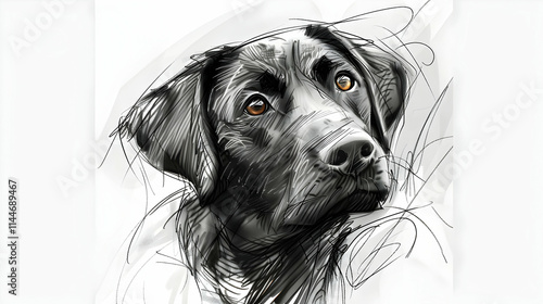 Wallpaper Mural Artistic Sketch of a Black Dog with Thoughtful Expression Torontodigital.ca