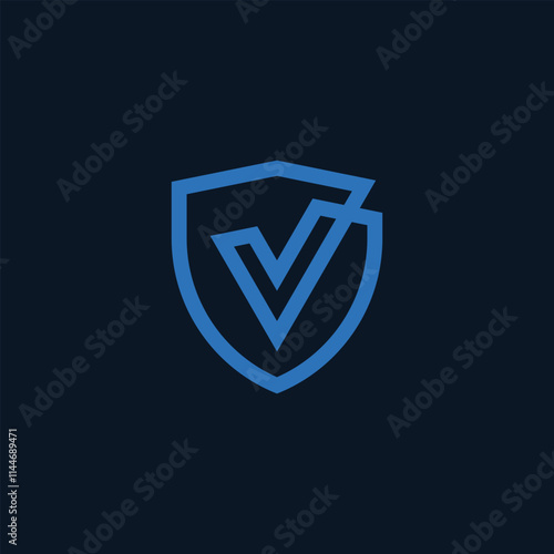 shield with check logo design vector