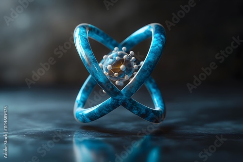 Highly detailed and accurately rendered 3D cutaway model of a technetium atom highlighting its intricate electron structure and radiological characteristics