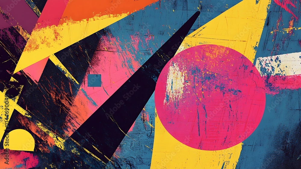 Naklejka premium Abstract digital painting with sharp angles and vivid colors.. AI Generated