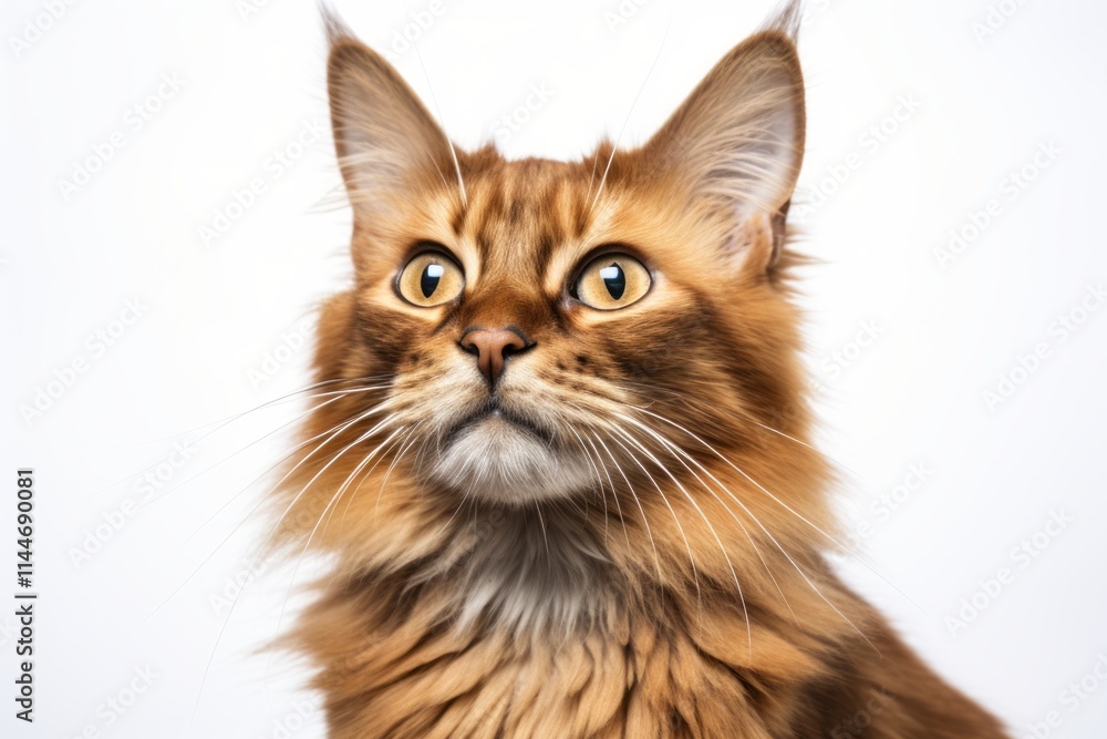 Portrait of a happy somali cat on white background Portrait of a happy somali cat on white background