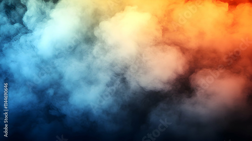 Abstract Colorful Smoke Background, Vivid Hues Blend and Swirl Dynamically Across the Dark Canvas