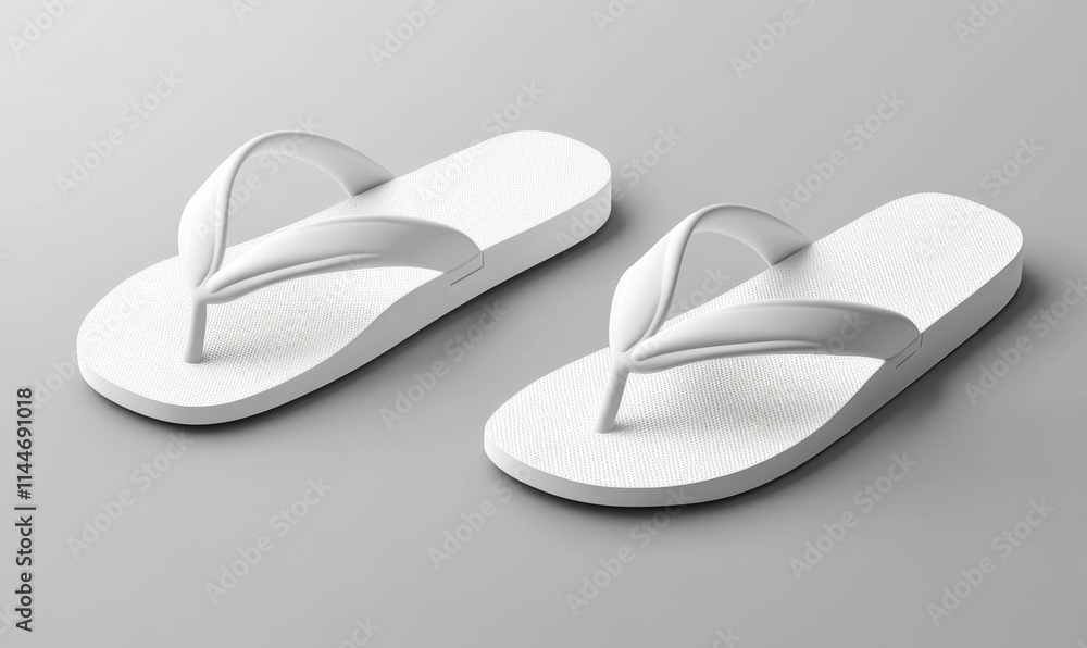Realistic 3D vector illustration of white blank flip flop set, suitable for advertisement, logo print, and mockup purposes Realistic 3D vector illustration of white blank flip flop set, suitable for advertisement, logo print, and mockup purposes