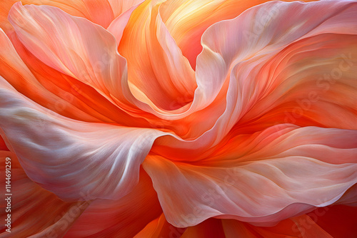 Wallpaper Mural Abstract Coral Hues, Flowing Fabric, Elegant Swirls, Soft Texture, Vivid Color, Dreamlike, Artistic Torontodigital.ca