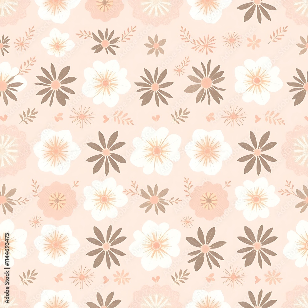 Peachy Floral Delight: Seamless Pattern Peachy Floral Delight: Seamless Pattern