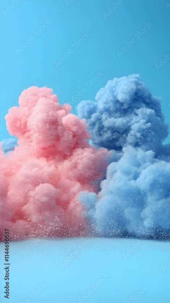 Pastel Cloudscape, Pink and Blue Vapor Explodes Softly on a Calm Sky Pastel Cloudscape, Pink and Blue Vapor Explodes Softly on a Calm Sky