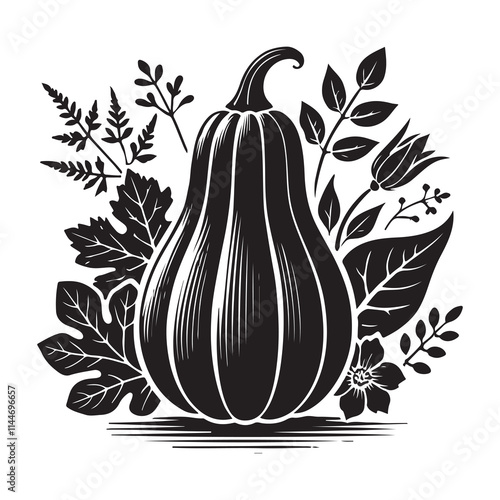 Squash Silhouette Vector Illustration, Solid White Background.