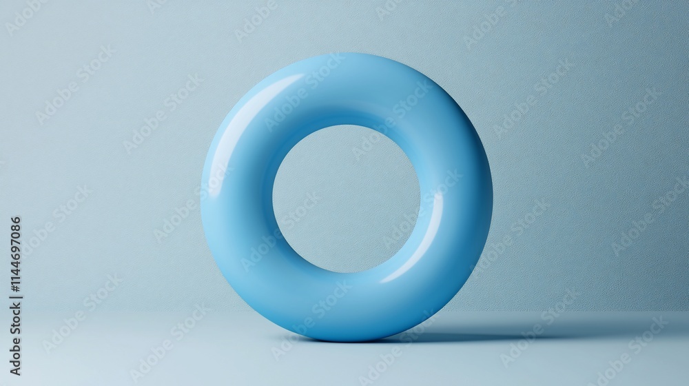 Abstract light blue torus shape on blue background. Abstract light blue torus shape on blue background.