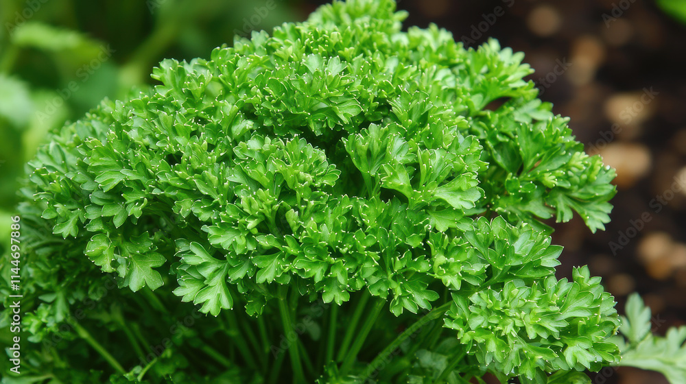 Fresh green parsley leaves with vibrant color and texture