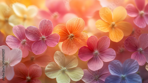 Pastel Flower Bloom, Delicate Petals in Soft Hues, Vibrant Colors, and Gentle Light