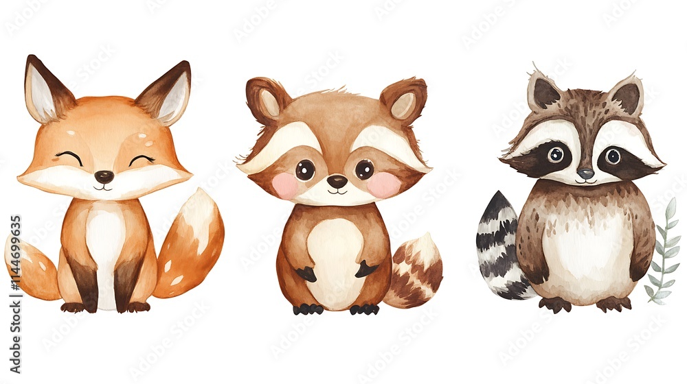 Three cute little animals are sitting next to each other. AI Generated Three cute little animals are sitting next to each other. AI Generated
