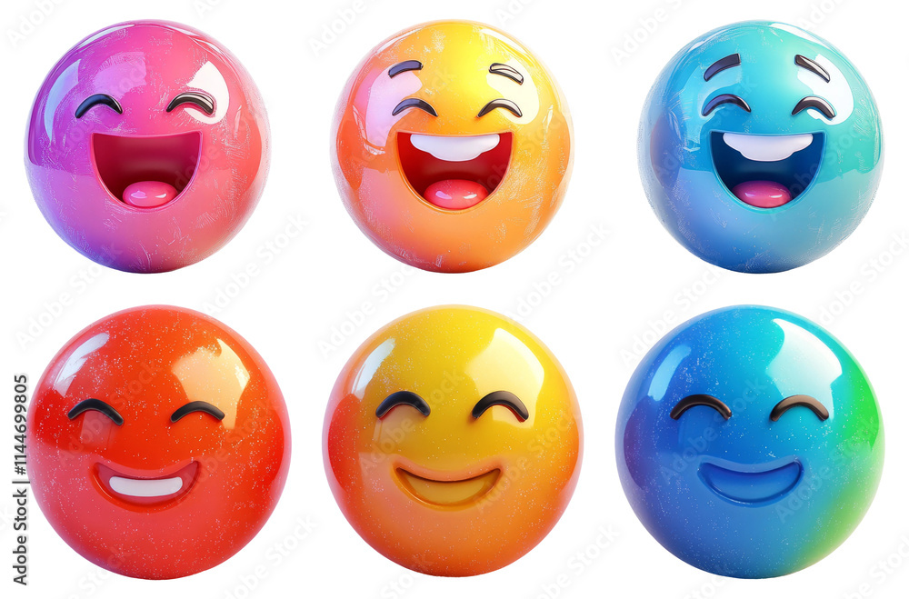 Colorful Smiling Balls on Transparent Background Colorful Smiling Balls on Transparent Background