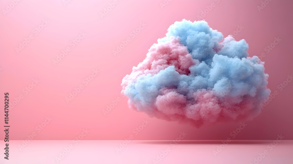 A cloud with pink and blue colors floating in the air A cloud with pink and blue colors floating in the air