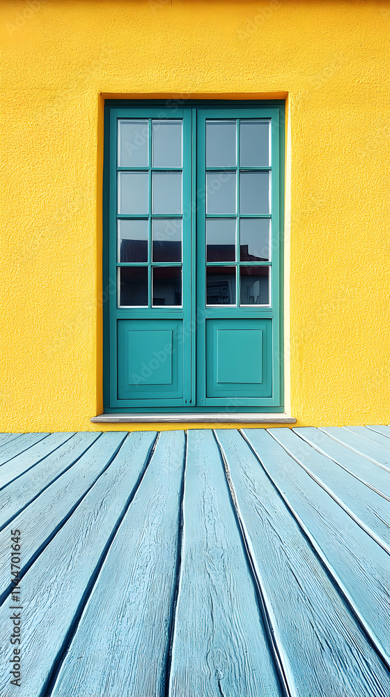 Teal Door, Yellow Wall, Blue Deck, A Summer Scene Teal Door, Yellow Wall, Blue Deck, A Summer Scene
