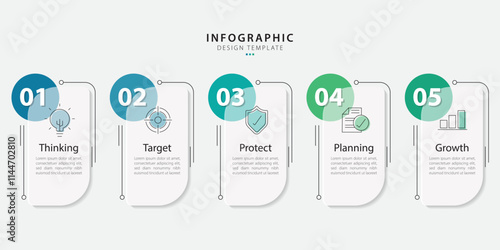 Timeline Creator infographic template. 5 Step timeline journey, calendar Flat simple infographics design template. presentation graph. Business concept with 5 options, gantt vector illustration.