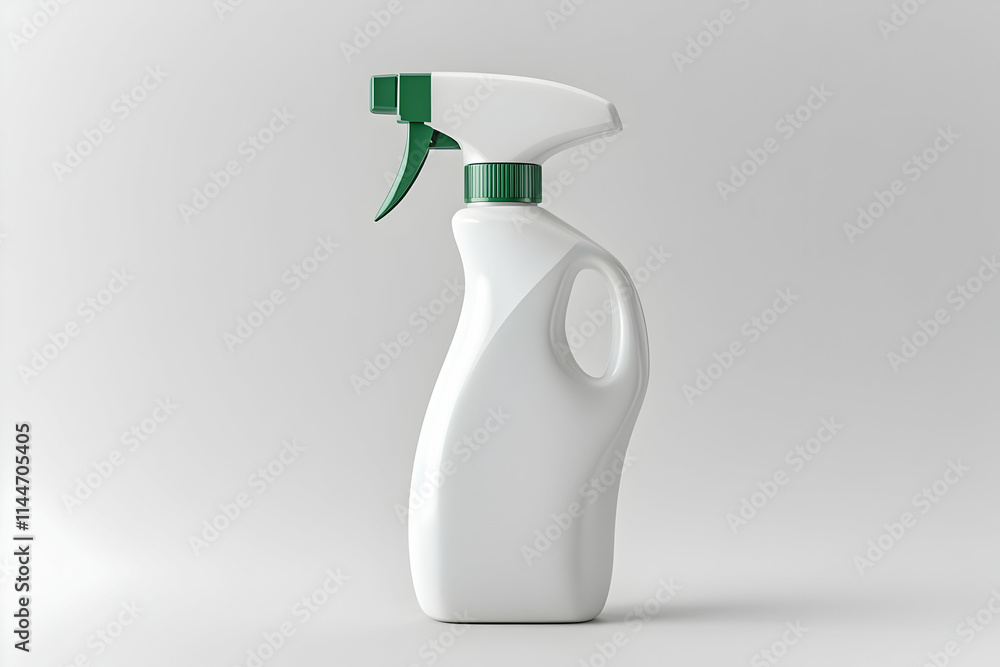 White Plastic Spray Bottle with Green Cap, A Clean and Simple Design for Various Uses. White Plastic Spray Bottle with Green Cap, A Clean and Simple Design for Various Uses.