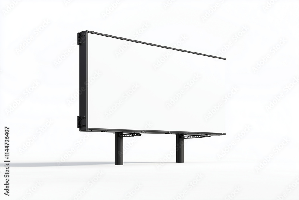 Obraz premium Selective focus blank white billboard isolated on white background, Massive billboard with empty space for commercial advertisement on white.