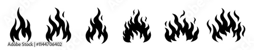 Fire icon. Flame icon set.