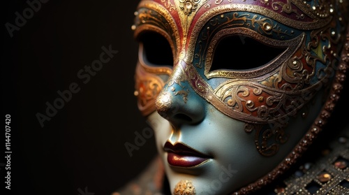 Wallpaper Mural close-up of an ornate Venetian mask with intricate patterns and vibrant colors Torontodigital.ca