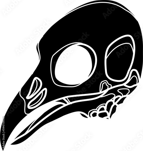 Raven skull silhouette vector