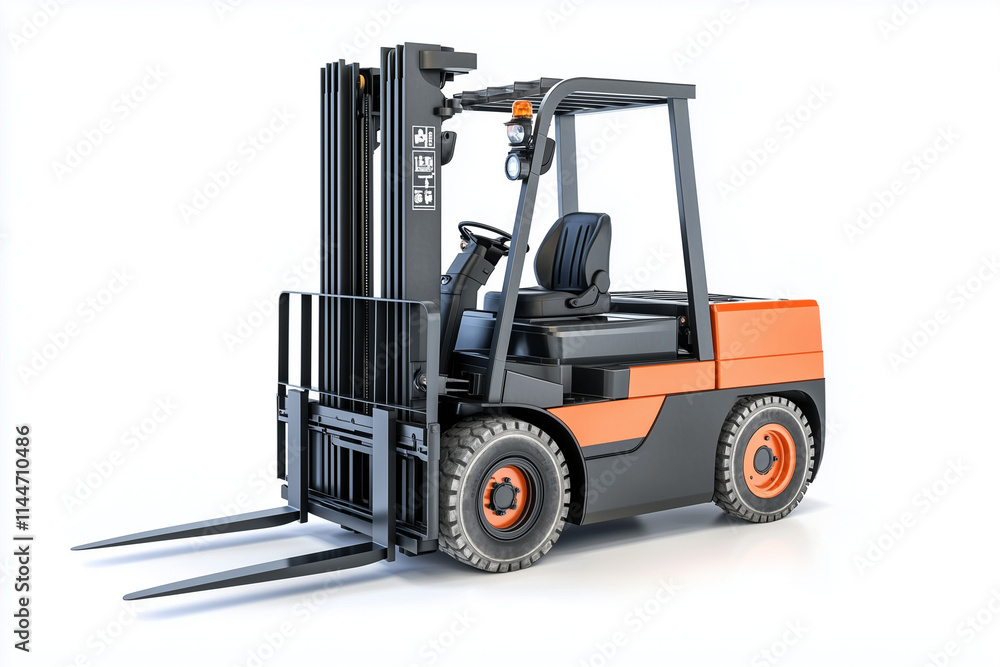Selective focus industrial forklift isolated on white background, Storage and warehouse vehicle for lifting on white. Selective focus industrial forklift isolated on white background, Storage and warehouse vehicle for lifting on white.