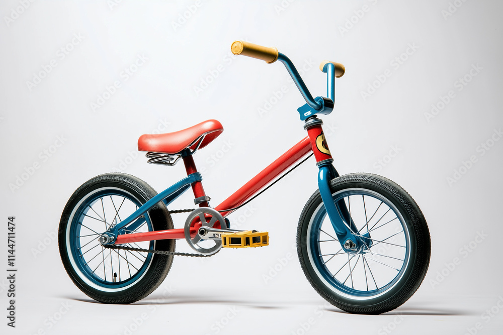 Fototapeta premium Selective focus kid bicycle isolated on white background, Bike for kid on white.
