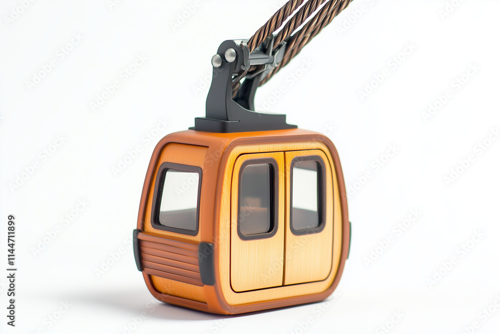 Fototapeta premium Selective focus classic tram isolated on white background, Retro cable car on white.