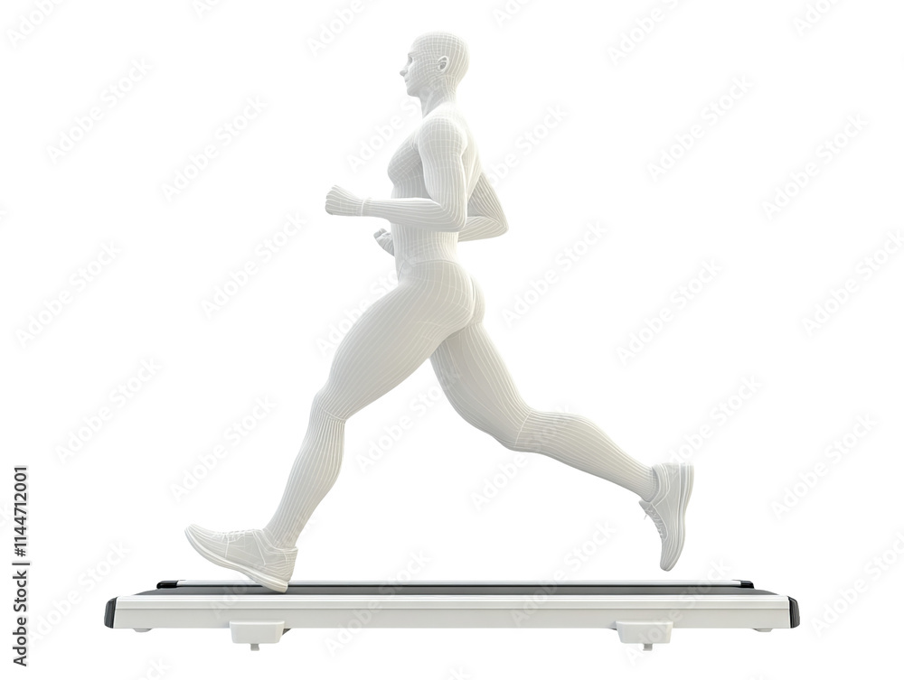 Running Figure on Treadmill Isolated on Transparent Background Running Figure on Treadmill Isolated on Transparent Background
