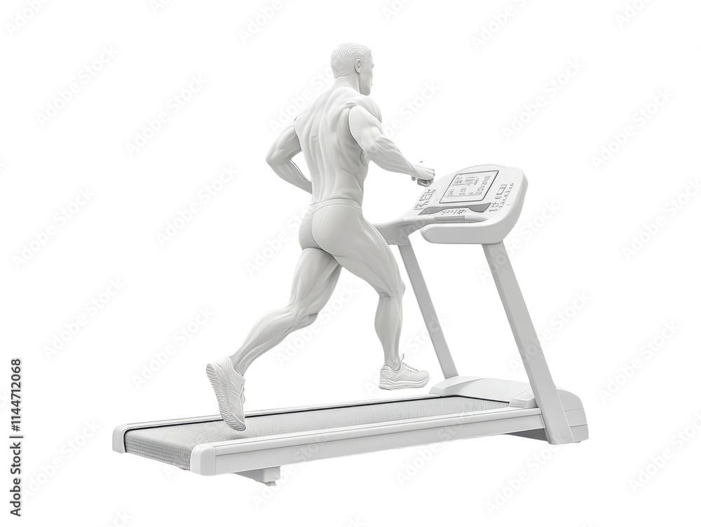 Man Running on Treadmill Isolated on Transparent Background Man Running on Treadmill Isolated on Transparent Background