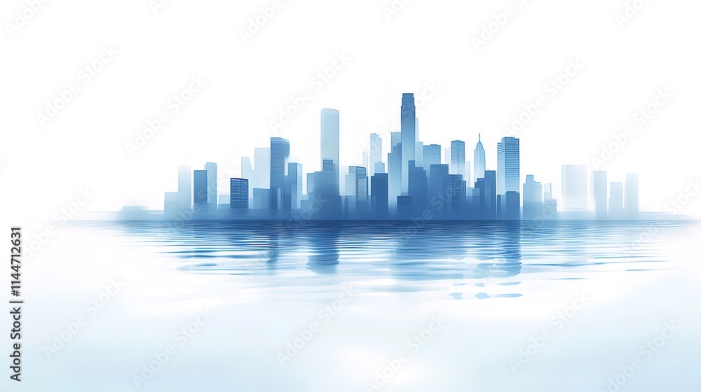 Cityscape reflected in calm water. Cityscape reflected in calm water.