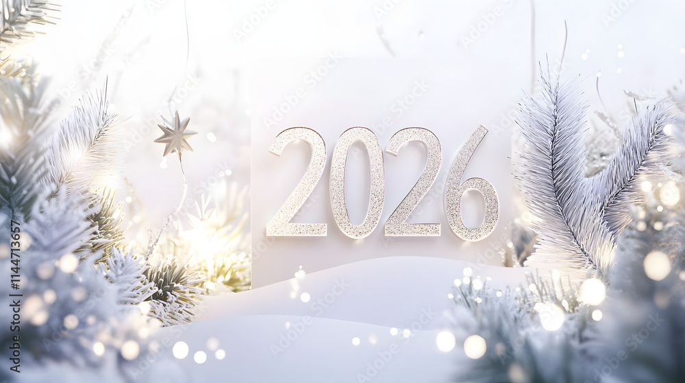 Festive Happy New Year 2026 Celebration with Gold and Silver Accents Festive Happy New Year 2026 Celebration with Gold and Silver Accents