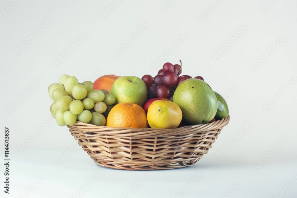 Fresh fruit in the basket against a white background Fresh fruit in the basket against a white background