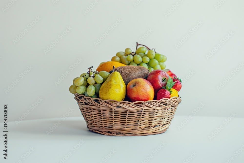 Fresh fruit in the basket against a white background Fresh fruit in the basket against a white background