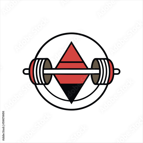 "Minimalist Fitness Logo with Abstract Dumbbell and Geometric Shapes | Black, White, and Bold Red Design"